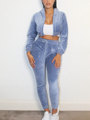 Prettylittlething Shape Dusty Blue Velour...