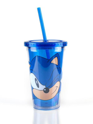 Just Funky Sonic Collectibles | Sonic The Hedgehog Wink Blue Plastic Carnival Cup | 16oz