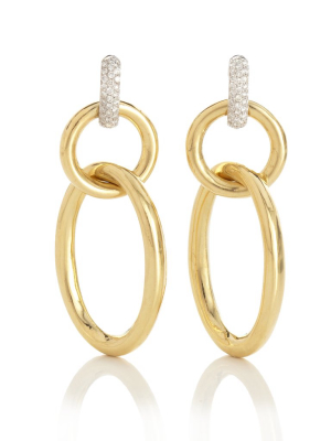 Pavé Diamond & Gold Open Link Drop Earrings