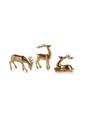 Assorted Decorative Gold Reindeer - Set Of 6