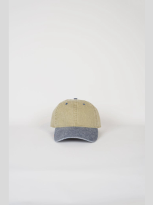 Washed Cotton 6-panel Cap Khaki X Blue