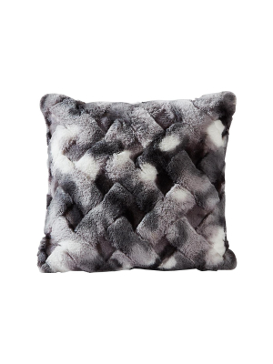 De Moocci Textured 3d Super Soft Luxury Faux Fur Pillow-grey