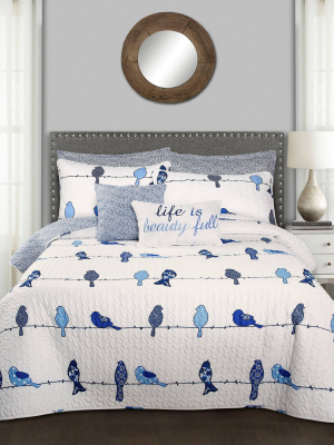 7pc Rowley Birds Quilt Set - Lush Décor