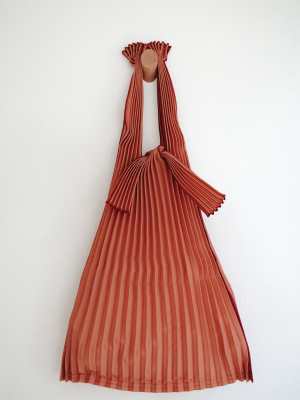 Small Pleated Pleco Tote Bag - Brick Red