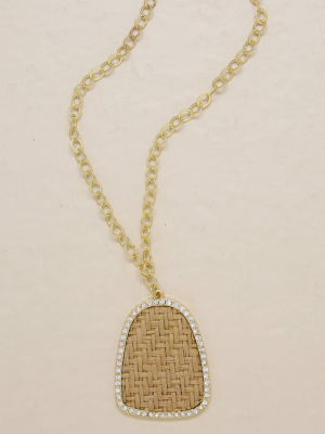 Modern Keepsake 18k Gold Plated Tan Weave Pendant Necklace