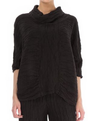 Evergreen Cowl Neck Black Blouse