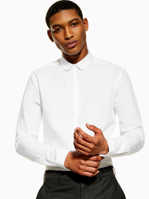 Premium White Penny Collar Slim Shirt With Egyptian Cotton