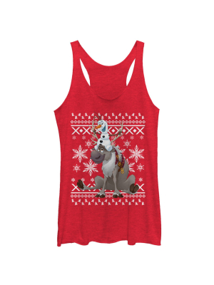 Women's Frozen Ugly Christmas Friends Racerback Tank Top