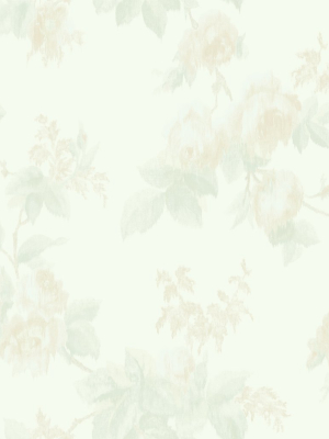 Degas Flowers Wallpaper In Green And Cream From The Watercolor Florals Collection By Mayflower Wallpaper