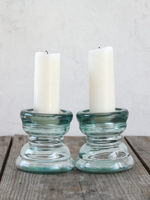 Recycled Glass Candle Holder 4.75"