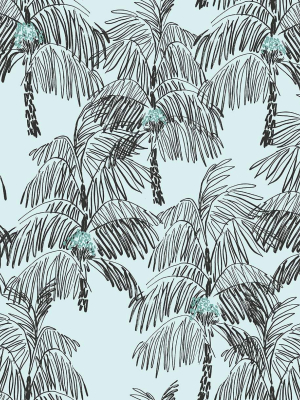 Palm Beach Peel-and-stick Wallpaper In Sky Blue And Black By Nextwall