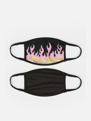 **2 Pack Pink Flame Fashion Face Mask By Skinnydip