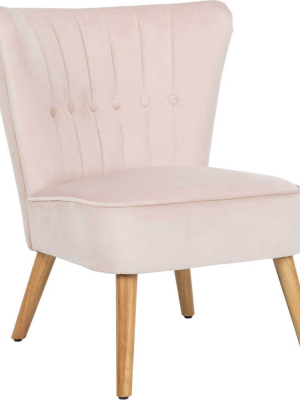 Juliet Mid Century Accent Chair Pale Pink/natural