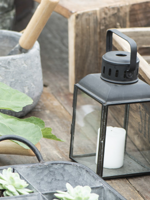 Black Glass Lantern With Rounded Roof