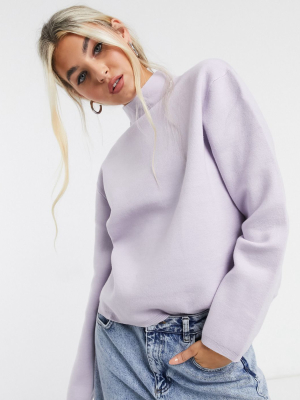 Selected Femme Sweater With High Neck In Lilac