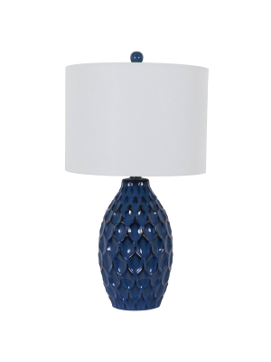 24.5" Tamara Faceted Ceramic Table Lamp - Dark Blue - Decor Therapy