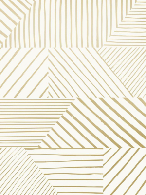 Parquet Wallpaper In Gold On Cream By Thatcher Studio