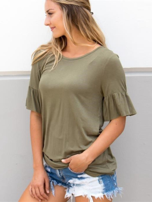 Flare Sleeve Top - Olive