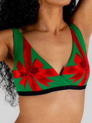 The Unwrap Mes V2 | Womens Green Christmas Present Bralette