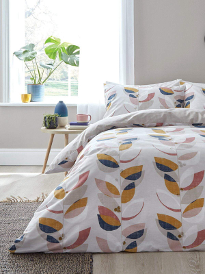 Layered Leaf King Duvet Set In Natural 230x220cm