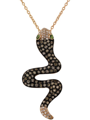 Jardin Rose Gold Diamond Snake Pendant, 1.02 Tcw