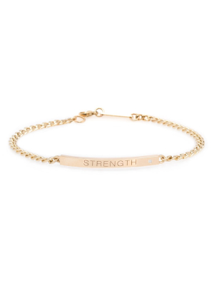 14k Small Curb Chain Personalized Id Bracelet With Diamond