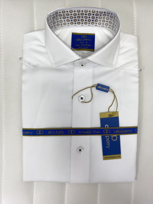 Alfa Perry Short Sleeve White Shirt - Camel Dot