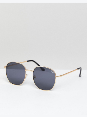 Quay Australia Jezabell Round Sunglasses In Gold/smoke