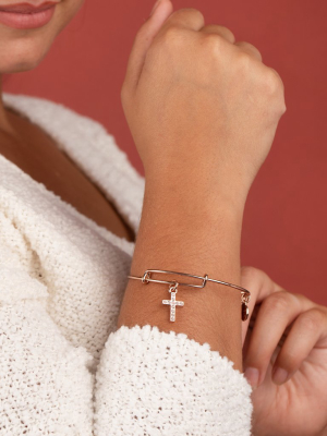 Pavé Cross Charm Bangle