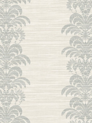 Palm Frond Stripe Stringcloth Wallpaper In Cove Grey And Alabaster From The Luxe Retreat Collection By Seabrook Wallcoverings