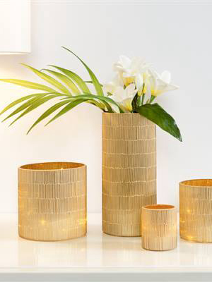 Bamboo Glass Mosaic 4 X 4" Drop Pot In Gold