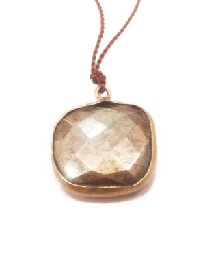 Pyrite And Brass Pendant Necklace