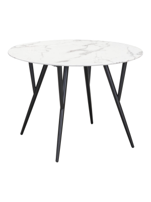 42" Modern Faux Marble Round Dining Table Stone/matte Black - Zm Home