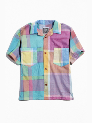 Pentimento Upcycled Madras Short Sleeve Button-down Shirt