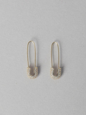 Diamond Safety Pin Earrings