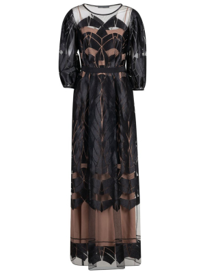 Alberta Ferretti Lace Sheer Maxi Dress