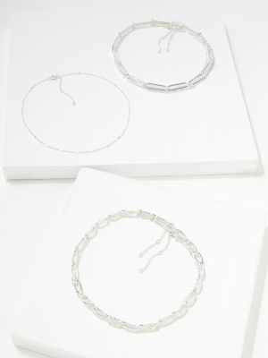 Aeo Silver Choker Necklaces 5-pack