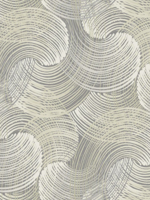 Karson Swirling Geometric Wallpaper In Grey From The Scott Living Collection By Brewster Home Fashions