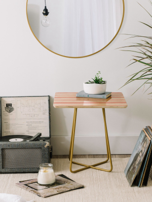 Kelly Haines Pink Stripes Side Table Pink - Deny Designs