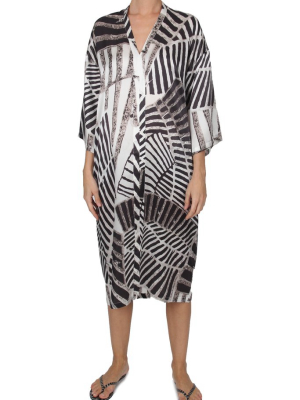 Long Sleeve Printed Midi Dress