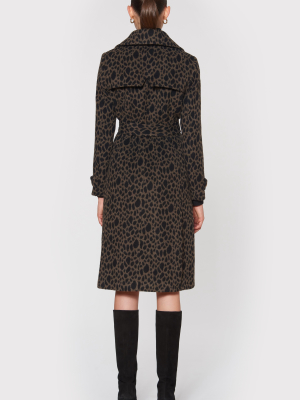 Sonia Wool Coat, Brown Print