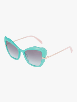 Turquoise & Smoke Organic Cat-eye Sunglasses