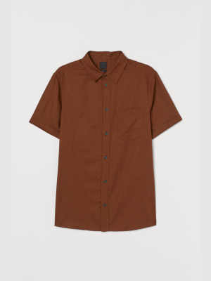 Slim Fit Linen-blend Shirt