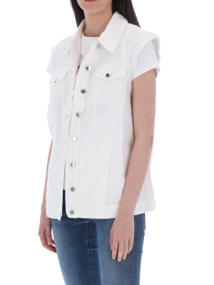 Love Moschino Logo Embroidered Denim Gilet