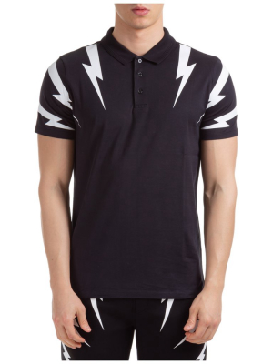 Neil Barrett Thunderbolt Print Polo Shirt