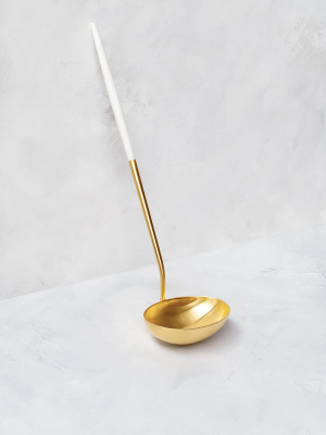 Goa Soup Ladle, White / Brushed Gold