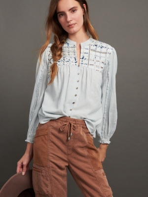 Pilcro Jenna Embroidered Buttondown