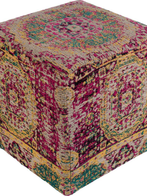 Amina Pouf Bright Pink/saffron/emerald