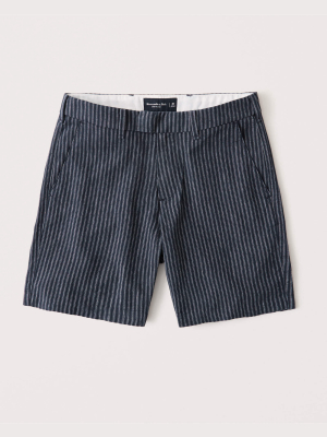 Linen-blend Plainfront Shorts