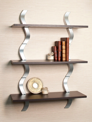 40" X 27.5" Three Tier Waves Shelf Brown/silver - Danya B.